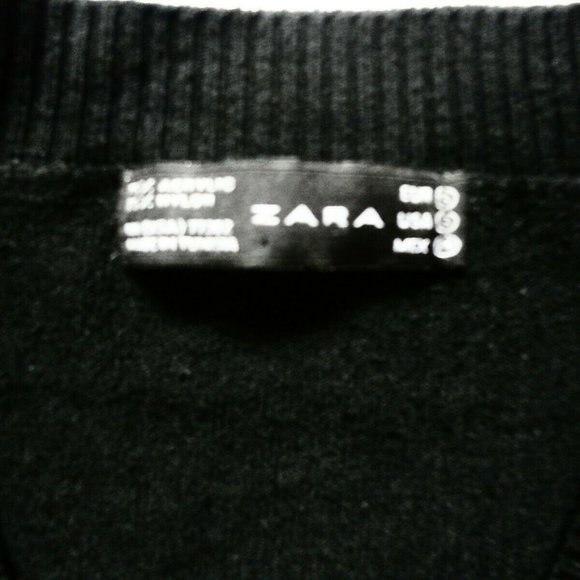 ZARA sleek black stretch vneck sweater sz S EUC! - Picture 3 of 3